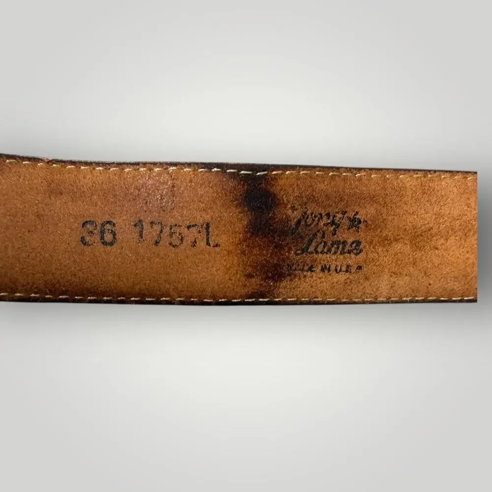 VTG TONY LAMA buckle belt brown leather western cowboy Size 36